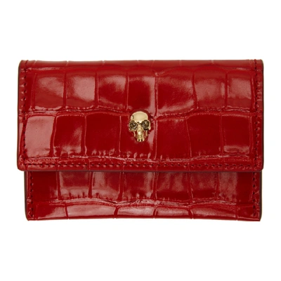 Shop Alexander Mcqueen Red Croc Skull Envelope Card Holder In 6013 Dp Red