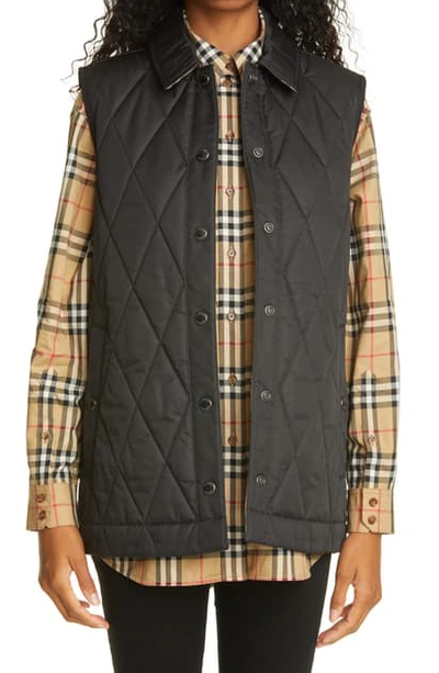 Shop Burberry Cropthorne Quilted Vest In Black