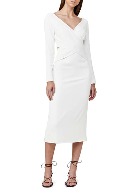 ivory long sleeve midi dress