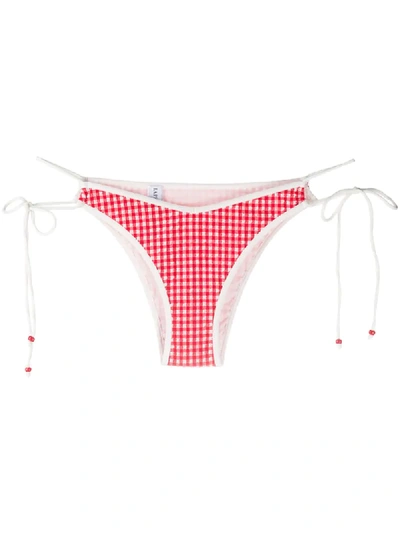 Shop La Perla Gingham Print Bikini Briefs In Red