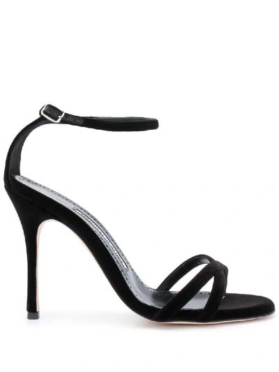 Shop Manolo Blahnik Crossover Straps High Heeled Sandals In Black