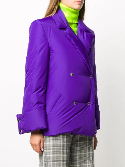 Shop Khrisjoy Padded Double-breasted Blazer In Purple