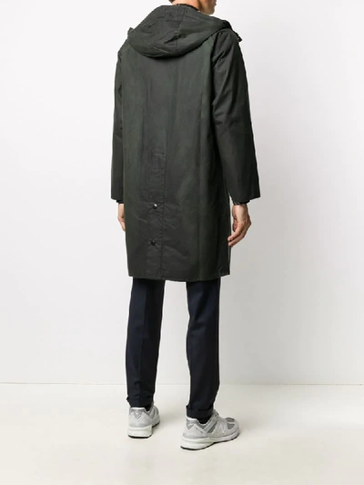 Shop Barbour Check Lined Hooded Coat In Green