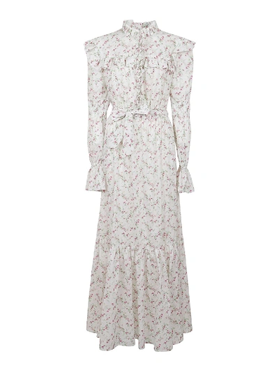 Shop Philosophy Di Lorenzo Serafini Ruched And Flounced Floral Dress In Whi In White