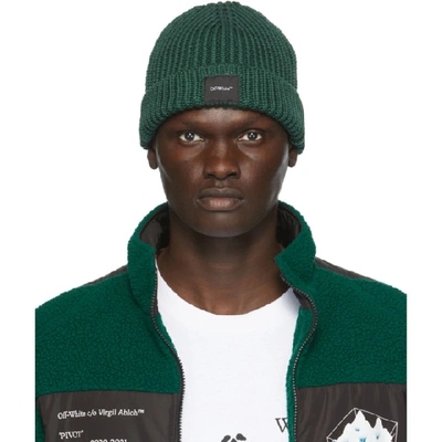 Shop Off-white Green Wool Knit Beanie