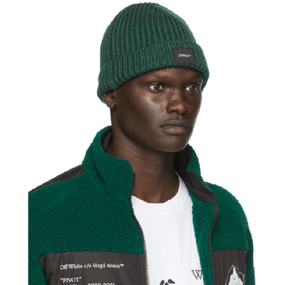 Shop Off-white Green Wool Knit Beanie