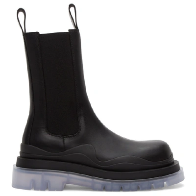 Shop Bottega Veneta Black Medium 'the Tire' Chelsea Boots In Black/clear