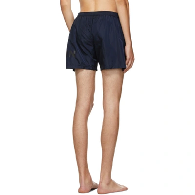 Shop Balmain Blue Logo Swim Shorts In 403blue/bl