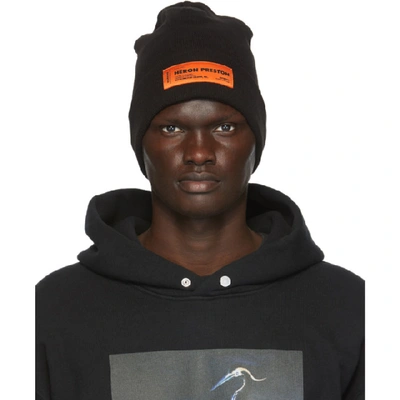 Shop Heron Preston Black Logo Beanie In 1000 Black
