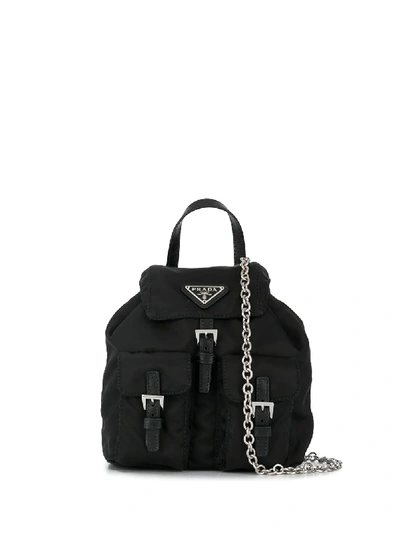 Shop Prada Nylon Crossbody Backpack In Black