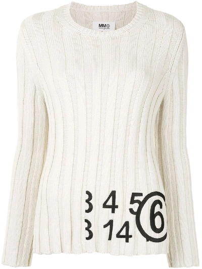 Shop Mm6 Maison Margiela Rib-knit Jumper In White