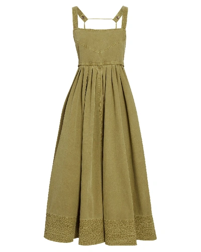 Shop Proenza Schouler White Label Washed Chambray Apron Dress In Green