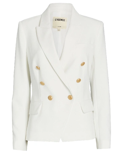 Shop L Agence Kenzie Double-breasted Blazer In White