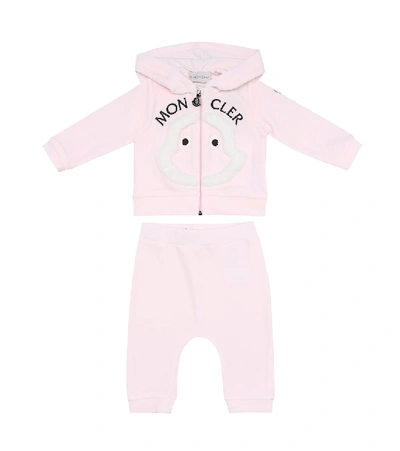 Shop Moncler Enfant Baby Cotton Fleece Tracksuit In Pink