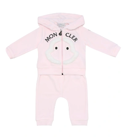 Shop Moncler Enfant Baby Cotton Fleece Tracksuit In Pink