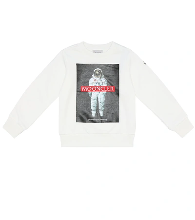 Shop Moncler Printed Cotton Fleece Sweatshirt In White
