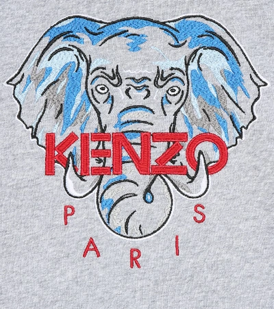 Shop Kenzo Cotton Blend Hoodie In Grey