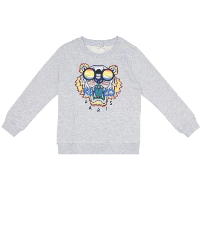Shop Kenzo Embroidered Cotton Sweatshirt In Grey