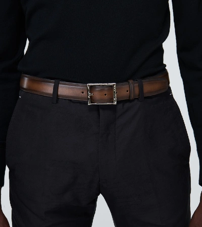 Shop Berluti Venezia Leather Belt In Brown