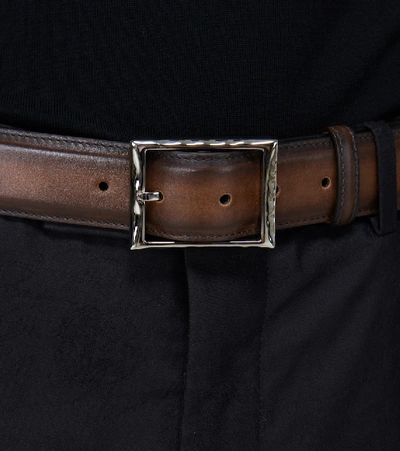 Shop Berluti Venezia Leather Belt In Brown