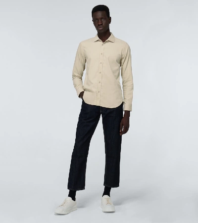 Shop Orlebar Brown Giles Corduroy Long-sleeved Shirt In Neutrals