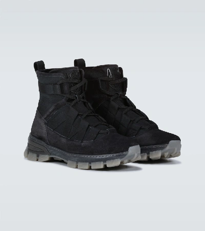 Shop Loewe Suede-trimmed Hiking Boots In Black