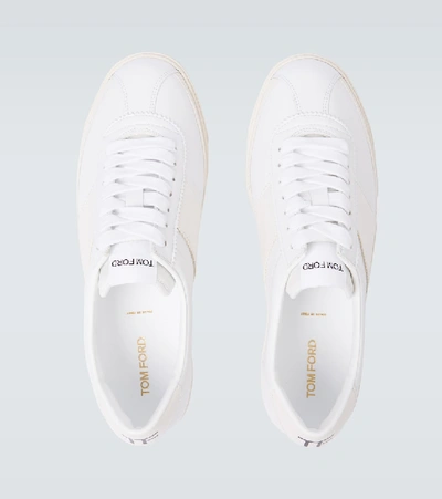 Shop Tom Ford Bannister Leather Sneakers In White