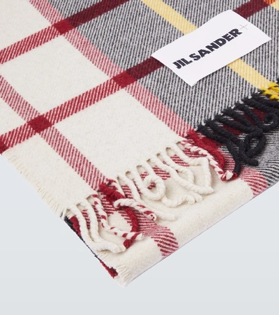 Shop Jil Sander Checked Blanket Wool Scarf In Multicoloured