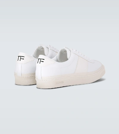 Shop Tom Ford Bannister Leather Sneakers In White