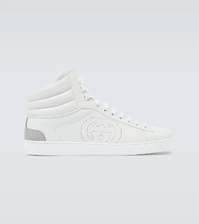 Shop Gucci Ace High-top Leather Sneakers In White