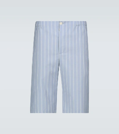 Shop Gucci Striped Cotton Wool Mohair Shorts In Blue