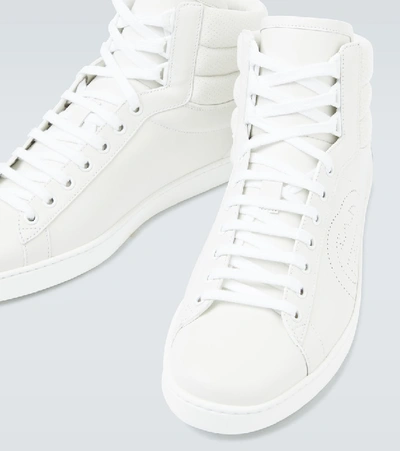 Shop Gucci Ace High-top Leather Sneakers In White