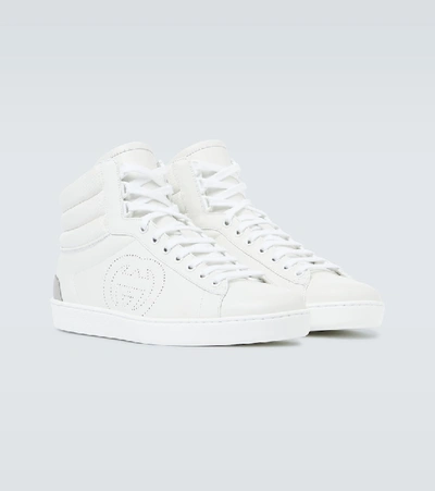 Shop Gucci Ace High-top Leather Sneakers In White