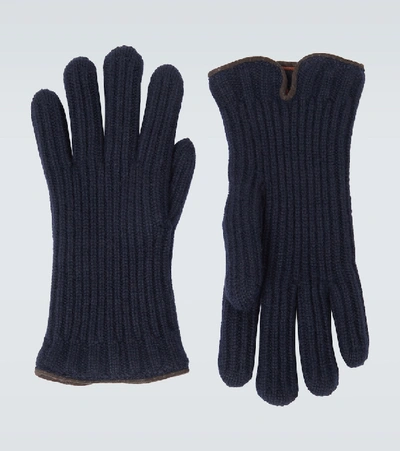 Shop Loro Piana Cashmere Gloves In Blue