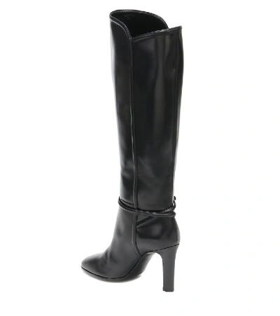 Shop Saint Laurent Jane Leather Knee-high Boots In Black