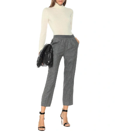 Shop Agnona Mohair And Wool-blend Straight Pants In Grey