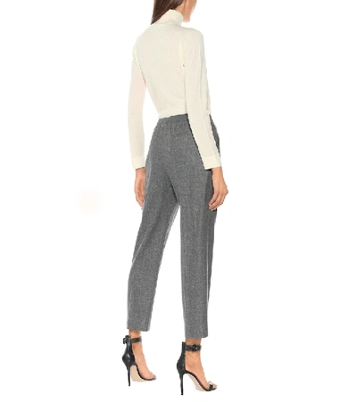 Shop Agnona Mohair And Wool-blend Straight Pants In Grey