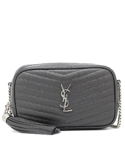 Shop Saint Laurent Lou Camera Mini Leather Crossbody Bag In Grey