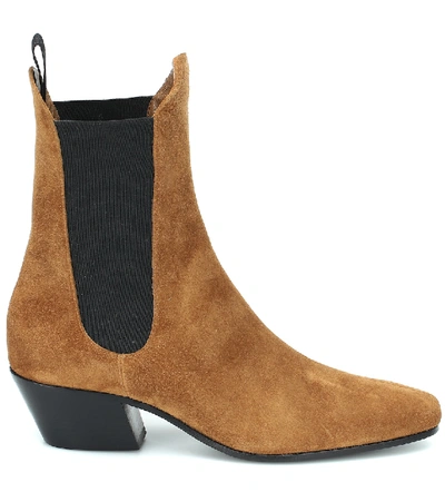 Shop Khaite Saratoga Suede Ankle Boots In Brown