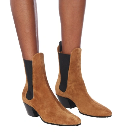 Shop Khaite Saratoga Suede Ankle Boots In Brown