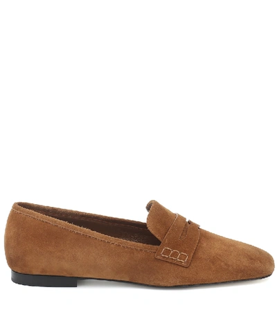 Shop Khaite Carlisle Suede Loafers In Brown