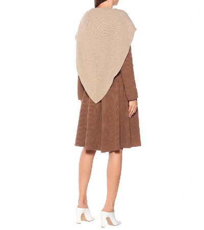 Shop Jw Anderson Caped Wool Midi Dress In Brown