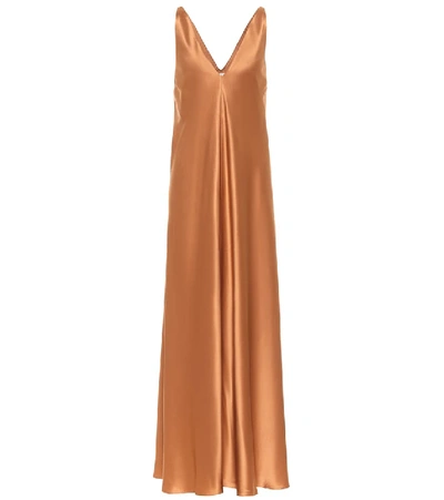 Shop Co Silk Charmeuse Maxi Dress In Orange