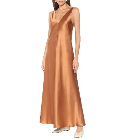 Shop Co Silk Charmeuse Maxi Dress In Orange