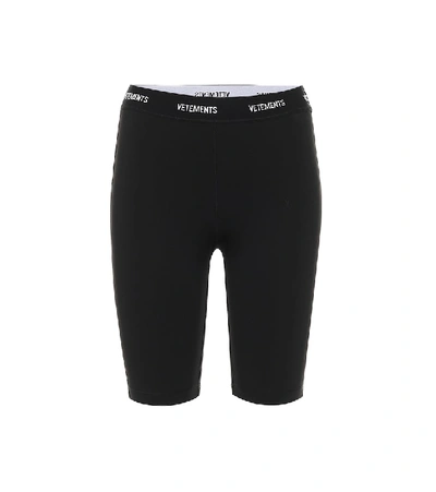 Shop Vetements Jersey Biker Shorts In Black