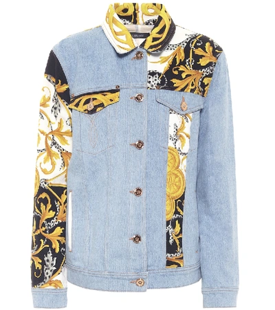 Shop Versace Patchwork Denim Jacket In Blue