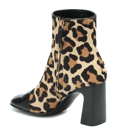 Shop Tod's Leopard-print Calf Hair Ankle Boots In Brown