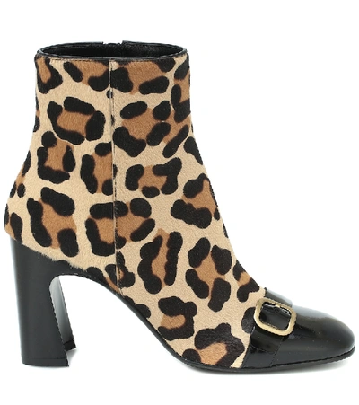 Shop Tod's Leopard-print Calf Hair Ankle Boots In Brown