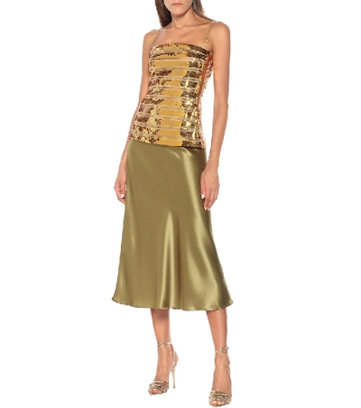 Shop Galvan Metallic Sequin Camisole In Gold