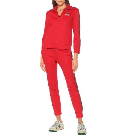 Shop Gucci Piquet Jersey Track Jacket In Red